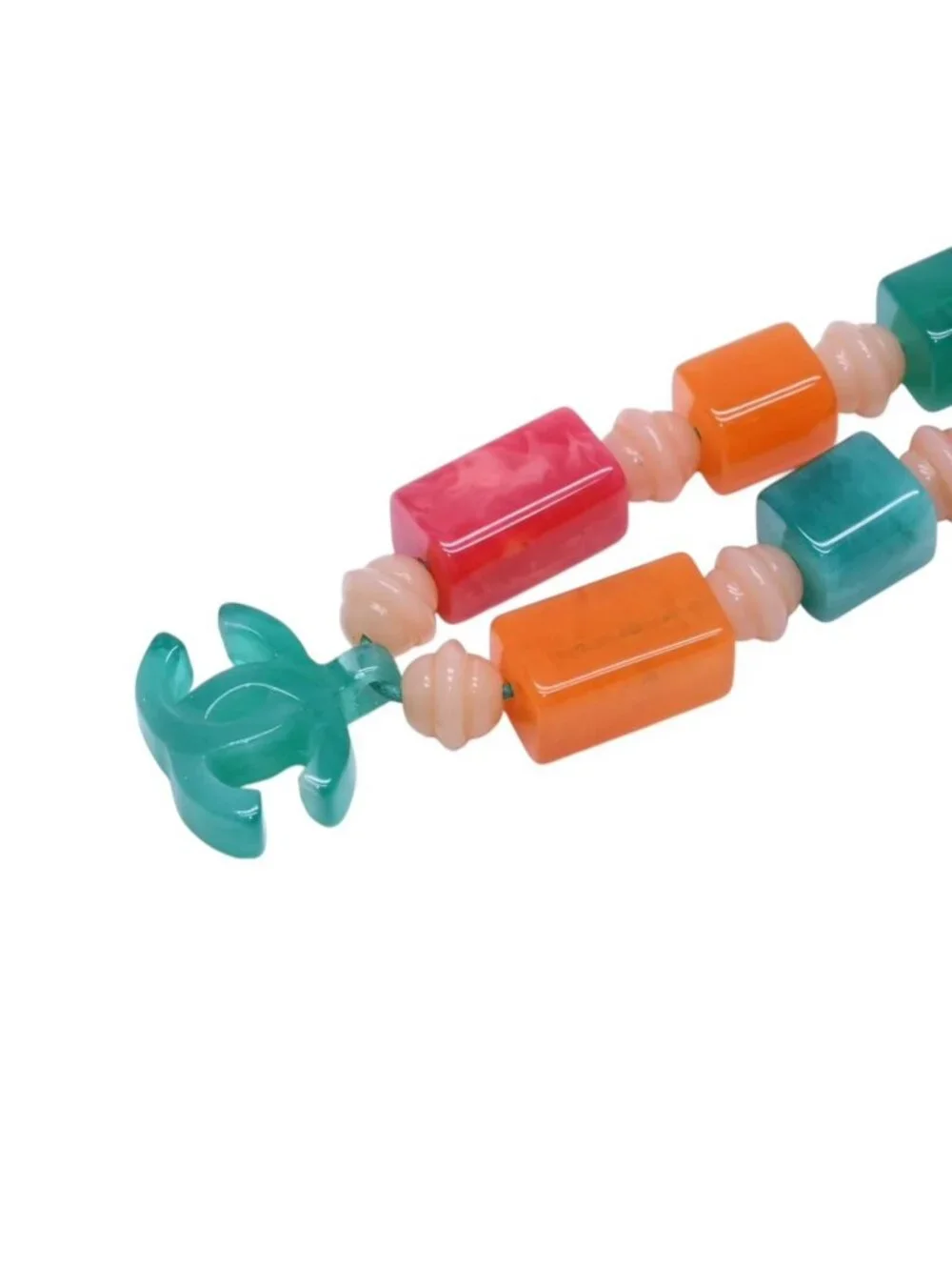 Chanel CC Logo Necklace Plastic Candy Color Multicolor Stone